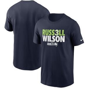 Men's Nike Russell Wilson College Navy Seattle Seahawks Player Graphic T-Shirt M
